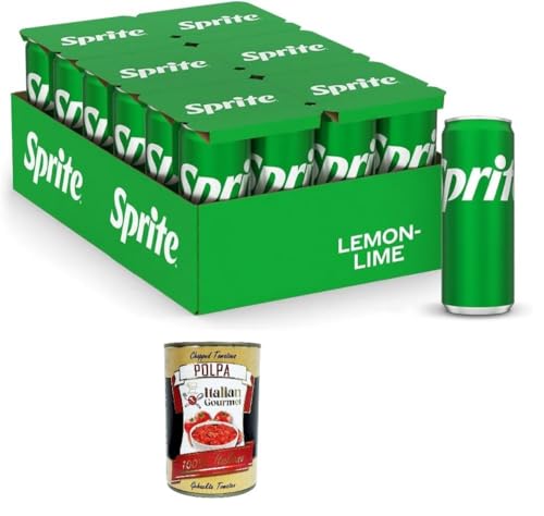 Sprite Zitronen-Limetten-Geschmack, geringer Zuckergehalt, natürlich erfrischender Geschmack, prickelndes alkoholfreies Getränk-24 Dosen à 330 ml, + Italian Gourmet polpa 400g Sprite Zitronen-Limetten-Geschmack, geringer Zuckergehalt, natürlich erfrischender Geschmack, prickelndes alkoholfreies Getränk-24 Dosen à 330 ml, + Italian Gourmet polpa 400g von Italian Gourmet E.R.