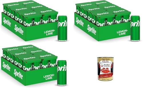 Sprite Zitronen-Limetten-Geschmack, geringer Zuckergehalt, natürlich erfrischender Geschmack, prickelndes alkoholfreies Getränk-72 Dosen à 330 ml, + Italian Gourmet polpa 400g Sprite Zitronen-Limetten-Geschmack, geringer Zuckergehalt, natürlich erfrischender Geschmack, prickelndes alkoholfreies Getränk-72 Dosen à 330 ml, + Italian Gourmet polpa 400g von Italian Gourmet E.R.
