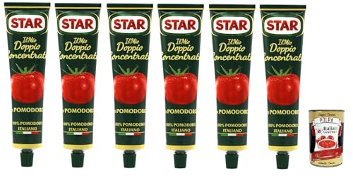 Star Doppio Concentrato di Pomodoro, Doppeltes Tomatenkonzentrat, 100% Italienische Tomate, 6x 135g Tube + Italian Gourmet Polpa di Pomodoro 400g Dose Star Doppio Concentrato di Pomodoro, Doppeltes Tomatenkonzentrat, 100% Italienische Tomate, 6x 135g Tube + Italian Gourmet Polpa di Pomodoro 400g Dose von Italian Gourmet E.R.