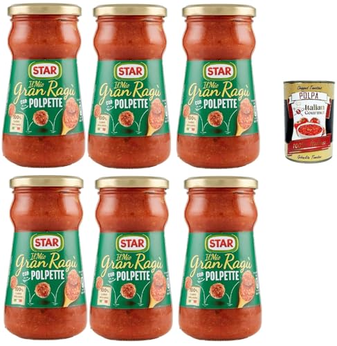Star Il Mio Gran Ragù Con Polpette, Tomatensauce mit Schweinefleisch und Fleischbällchen, 6x 360 G + Italian Gourmet polpa 400g Star Il Mio Gran Ragù Con Polpette, Tomatensauce mit Schweinefleisch und Fleischbällchen, 6x 360 G + Italian Gourmet polpa 400g von Italian Gourmet E.R.
