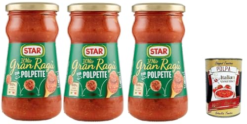 Star Il Mio Gran Ragù Con Polpette, Tomatensauce mit Schweinefleisch und Fleischbällchen,3x 360 G + Italian Gourmet polpa 400g Star Il Mio Gran Ragù Con Polpette, Tomatensauce mit Schweinefleisch und Fleischbällchen,3x 360 G + Italian Gourmet polpa 400g von Italian Gourmet E.R.