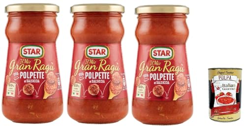 Star Il Mio Gran Ragu' con Polpette di Salsiccia,Tomatensauce mit Schweinefleisch und Wurst Frikadellen, Glas, 3x 360g + Italian Gourmet polpa 400g Star Il Mio Gran Ragu' con Polpette di Salsiccia,Tomatensauce mit Schweinefleisch und Wurst Frikadellen, Glas, 3x 360g + Italian Gourmet polpa 400g von Italian Gourmet E.R.
