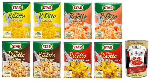 Star Il Mio Risotto Testpaket - Cremiges Reis 100% italienisch Fertiggerichte Frischesparbeutel 4 verschiedene Geschmacksrichtungen 8x 175g + Italian Gourmet polpa 400g Star Il Mio Risotto Testpaket - Cremiges Reis 100% italienisch Fertiggerichte Frischesparbeutel 4 verschiedene Geschmacksrichtungen 8x 175g + Italian Gourmet polpa 400g von Italian Gourmet E.R.