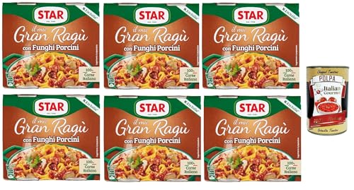 Star Il mio Gran ragù 'Con Funghi Porcini', ragu sauce mit Steinpilzen, N.1 in Italien, mit 100% italienischem Fleisch, 6 Packung mit 2 Dosen à 180g + Italian Gourmet polpa 400gr Star Il mio Gran ragù 'Con Funghi Porcini', ragu sauce mit Steinpilzen, N.1 in Italien, mit 100% italienischem Fleisch, 6 Packung mit 2 Dosen à 180g + Italian Gourmet polpa 400gr von Italian Gourmet E.R.