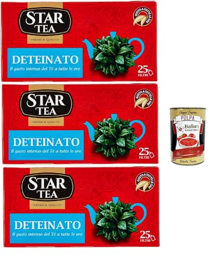 Star Tea Thè Deteinato, das entkoffeiniert SchwarzTee, 25 Filter, eine feine Mischung mit ausgesuchten geernteten Blättern, 3x 37.5g + Italian Gourmet polpa 400g Star Tea Thè Deteinato, das entkoffeiniert SchwarzTee, 25 Filter, eine feine Mischung mit ausgesuchten geernteten Blättern, 3x 37.5g + Italian Gourmet polpa 400g von Italian Gourmet E.R.
