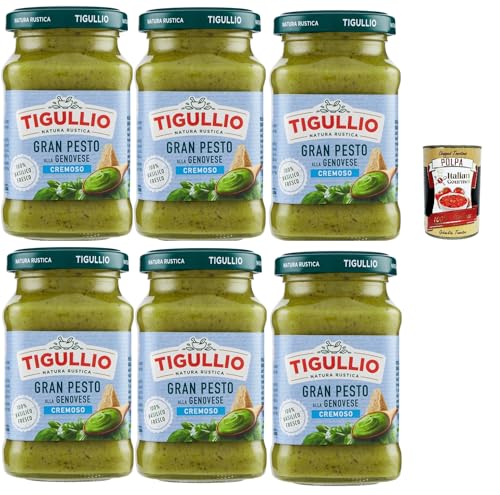 Star Tigullio GranPesto Cremoso Pesto alla Genovese mit Basilikum 6x 190g, cremig Sauce, Glutenfrei + Italian Gourmet polpa 400g Star Tigullio GranPesto Cremoso Pesto alla Genovese mit Basilikum 6x 190g, cremig Sauce, Glutenfrei + Italian Gourmet polpa 400g von Italian Gourmet E.R.