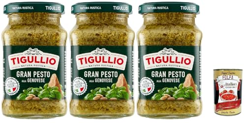 Star Tigullio GranPesto Pesto alla Genovese, pesto sauce mit 100% frisches Basilikum 3x 190g Sauce Soße + Italian Gourmet polpa 400g Star Tigullio GranPesto Pesto alla Genovese, pesto sauce mit 100% frisches Basilikum 3x 190g Sauce Soße + Italian Gourmet polpa 400g von Italian Gourmet E.R.