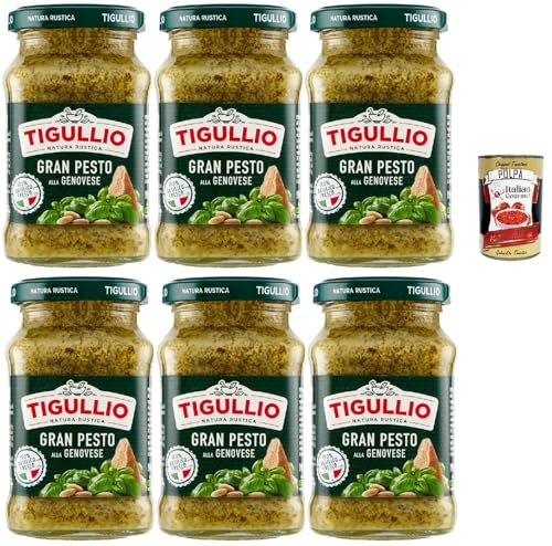 Star Tigullio GranPesto Pesto alla Genovese, pesto sauce mit 100% frisches Basilikum 6x 190g Sauce Soße + Italian Gourmet polpa 400g Star Tigullio GranPesto Pesto alla Genovese, pesto sauce mit 100% frisches Basilikum 6x 190g Sauce Soße + Italian Gourmet polpa 400g von Italian Gourmet E.R.