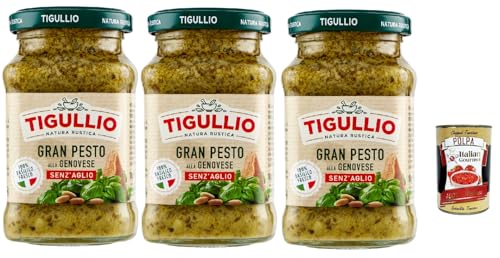 Star Tigullio GranPesto Pesto alla Genovese senz'aglio mit 100% frisches Basilikum, ohne Knoblauch, glutenfrei, 3x 190g + Italian Gourmet polpa 400g Star Tigullio GranPesto Pesto alla Genovese senz'aglio mit 100% frisches Basilikum, ohne Knoblauch, glutenfrei, 3x 190g + Italian Gourmet polpa 400g von Italian Gourmet E.R.