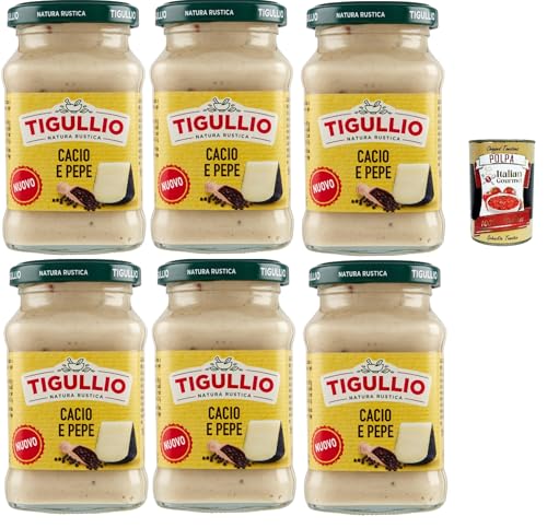 Star Tigullio sugo Cacio und Pepe -Sauce mit Pecorino Romano Dop creme. Glutenfrei, 6x 185g + Italian Gourmet polpa 400g Star Tigullio sugo Cacio und Pepe -Sauce mit Pecorino Romano Dop creme. Glutenfrei, 6x 185g + Italian Gourmet polpa 400g von Italian Gourmet E.R.