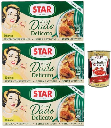 Star il mio Dado Delicato 10 Dadi, Suppenwürfel Brühe empfindlich reich an Geschmack, 3x 100 g + Italian Gourmet polpa 400g Star il mio Dado Delicato 10 Dadi, Suppenwürfel Brühe empfindlich reich an Geschmack, 3x 100 g + Italian Gourmet polpa 400g von Italian Gourmet E.R.