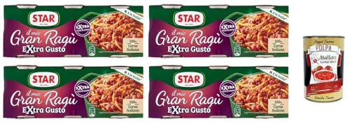 Star il mio Gran Ragù Extra Gusto mit 100% italienischem Fleisch, 4x Packung mit 3 Dosen à 100g + Italian Gourmet polpa 400gr Star il mio Gran Ragù Extra Gusto mit 100% italienischem Fleisch, 4x Packung mit 3 Dosen à 100g + Italian Gourmet polpa 400gr von Italian Gourmet E.R.
