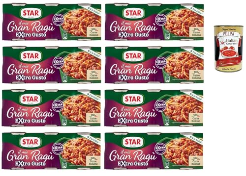 Star il mio Gran Ragù Extra Gusto mit 100% italienischem Fleisch, 8x Packung mit 3 Dosen à 100g + Italian Gourmet polpa 400gr von Italian Gourmet E.R.