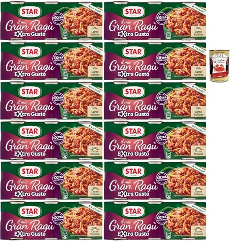 Star il mio Gran Ragù Extra Gusto mit 100% italienischem Fleisch, N.1 in Italien, 12x Packung mit 3 Dosen à 100g + Italian Gourmet polpa 400gr Star il mio Gran Ragù Extra Gusto mit 100% italienischem Fleisch, N.1 in Italien, 12x Packung mit 3 Dosen à 100g + Italian Gourmet polpa 400gr von Italian Gourmet E.R.