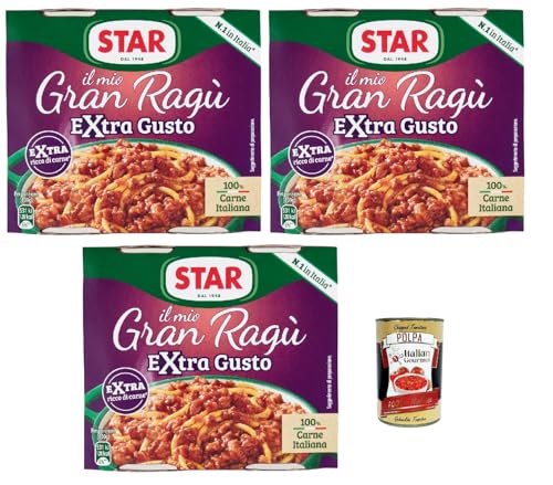 Star il mio Gran Ragù Extra Gusto mit 100% italienischem Fleisch, N.1 in Italien, 3x Packung mit 2 Dosen à 180g + Italian Gourmet polpa 400gr Star il mio Gran Ragù Extra Gusto mit 100% italienischem Fleisch, N.1 in Italien, 3x Packung mit 2 Dosen à 180g + Italian Gourmet polpa 400gr von Italian Gourmet E.R.