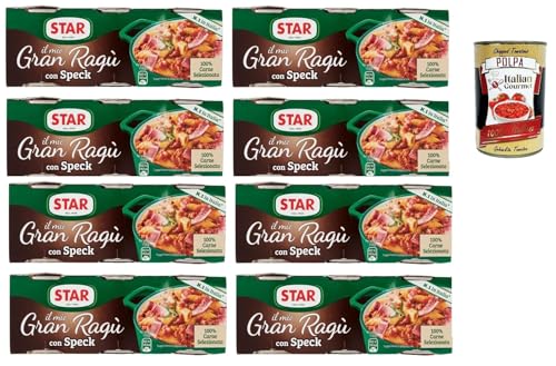 Star il mio Gran Ragù Speck mit 100% italienischem Fleisch und Speck, 8 Packung mit 3 Dosen à 100g + Italian Gourmet polpa 400g Star il mio Gran Ragù Speck mit 100% italienischem Fleisch und Speck, 8 Packung mit 3 Dosen à 100g + Italian Gourmet polpa 400g von Italian Gourmet E.R.