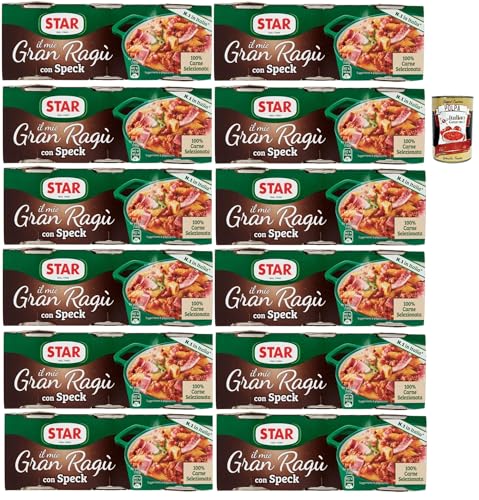 Star il mio Gran Ragù con geräucherter Schinken, mit 100% italienischem Fleisch, N.1 in Italien, 12x Packung mit 3 Dosen à 100g + Italian Gourmet polpa 400gr Star il mio Gran Ragù con geräucherter Schinken, mit 100% italienischem Fleisch, N.1 in Italien, 12x Packung mit 3 Dosen à 100g + Italian Gourmet polpa 400gr von Italian Gourmet E.R.