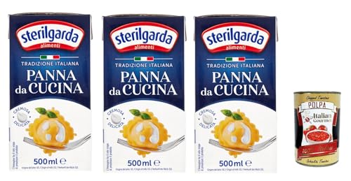 Sterilgarda Panna da Cucina,Italienische Kochsahne, Verpackung 3x 500ml + Italian Gourmet polpa 400g von Italian Gourmet E.R.