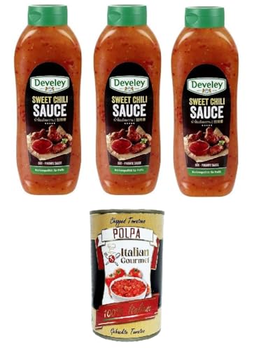 Süße Chili-Sauce, scharfe Chili-Pfeffer-Sauce, 3 x 875 ml + Italian Gourmet polpa 400g Süße Chili-Sauce, scharfe Chili-Pfeffer-Sauce, 3 x 875 ml + Italian Gourmet polpa 400g von Italian Gourmet E.R.