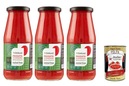 TERRAE Nickelfreies Tomatenpüree 3x420 GR Produkt mit niedrigem Nickelgehalt (≤ 0,03 mg/kg) + Italian Gourmet polpa 400g von Italian Gourmet E.R.