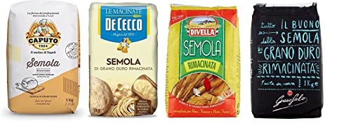 TESTPAKET Garofalo De Cecco Divella Caputo Semola Grano Duro Rimacinata Hartweizengries 4x 1kg + Italian Gourmet polpa 400g von Italian Gourmet E.R.