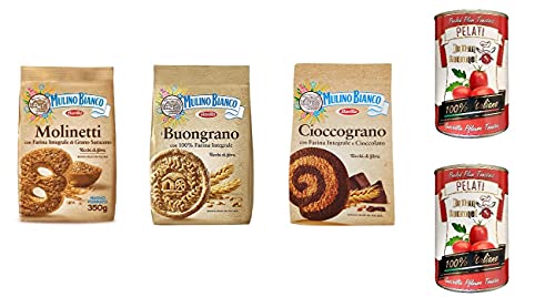 TESTPAKET Mulino Bianco kekse 100% Vollkorn 3 x 350g biscuits cookies + Italian Gourmet 100% italienische geschälte Tomaten dosen 2x 400g von Italian Gourmet E.R.