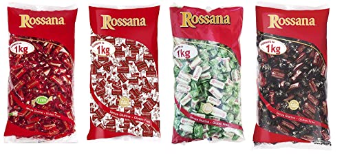 TESTPAKET Rossana Cocco - Cioccolato - Originali - Pistacchio Candies Bonbon Lollies Hartbonbons mit cremiger Füllung,4 Beutel 1Kg + Italian Gourmet Polpa di Pomodoro 400g Dose von Fida