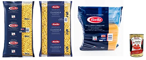 Testpaket 3x 5kg Pasta Barilla Fusilli Spaghetti Penne rigate Ristorante italienisch Nudeln 5kg pack + Italian Gourmet polpa von Italian Gourmet E.R.