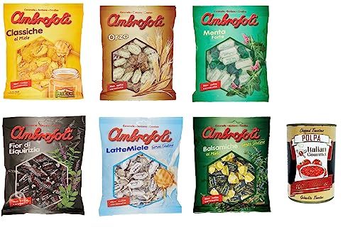 Testpaket Ambrosoli Caramelle al Miele, menta, liquirizia, orzo, balsamiche Klassische Honigbonbons sweets 6 Stücke + Italian Gourmet polpa 400g Testpaket Ambrosoli Caramelle al Miele, menta, liquirizia, orzo, balsamiche Klassische Honigbonbons sweets 6 Stücke + Italian Gourmet polpa 400g von Italian Gourmet E.R.