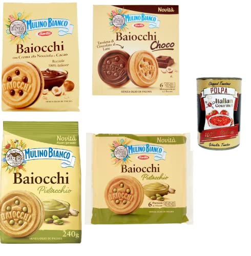 Testpaket Baiocchi Haselnuss und Kakao choco Pistazie 4 Stück + Italian gourmet polpa 400g Testpaket Baiocchi Haselnuss und Kakao choco Pistazie 4 Stück + Italian gourmet polpa 400g von Italian Gourmet E.R.