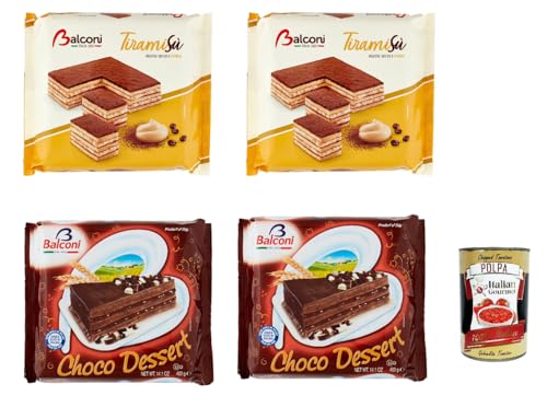 Testpaket Balconi Tiramisu tiramisù Choco Dessert Torta Schokolade creme 4x 400g kuchen cake + Italian gourmet polpa 400g von Italian Gourmet E.R.