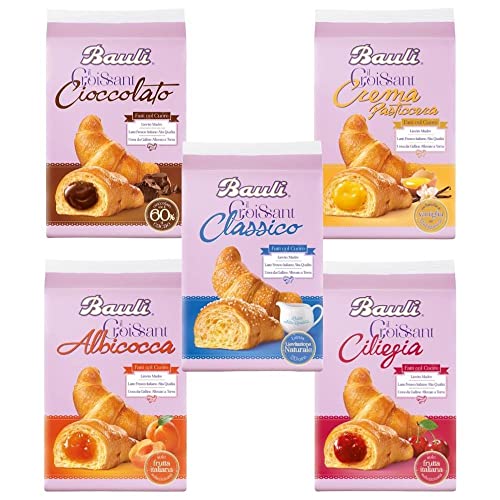 Testpaket Bauli Cornetti Croissant brioche kekse kuchen mit creme Custard italien 5 packs von Italian Gourmet E.R.