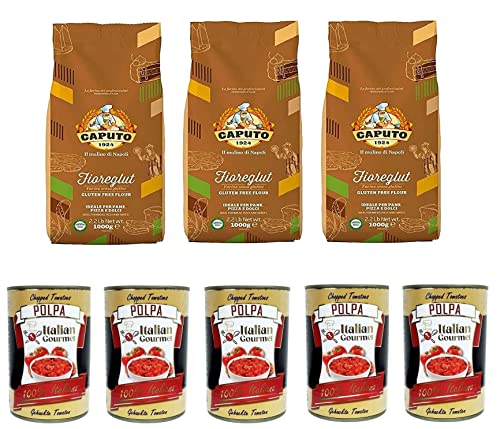 Testpaket Caputo FioreGlut Gluten frei gluten free mehl 1 kg 3x 1kg und Italian Gourmet Polpa di pomodoro Fein gehacktes Tomatenmark 5x 400g von Italian Gourmet E.R.