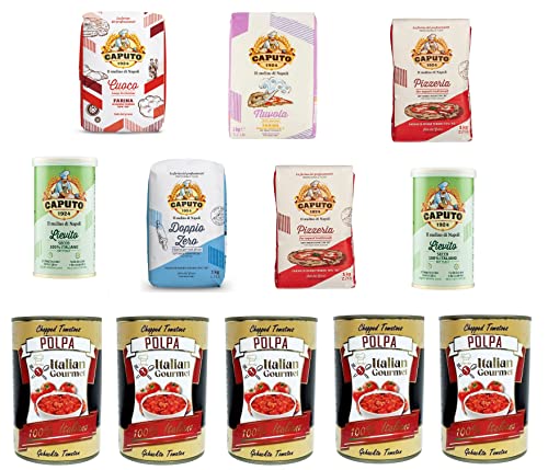 Testpaket Caputo Nuvola Cuoco Pizzeria Clasica 5x 1kg 2x Lievito und Italian Gourmet Polpa di pomodoro Fein gehacktes Tomatenmark 5x 400g von Italian Gourmet E.R.