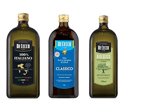 Testpaket De Cecco Speiseöl Olio Extra Vergine Di Oliva Classico 100% italiano Biologico Extra Natives Olivenöl 100% Italienisches Öl von Italian Gourmet E.R.