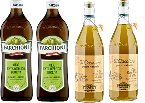 Testpaket Farchioni 2x Classico Natives Olivenöl Extra 1 Lt 2x Il casolare grezzo 1 Liter + Italian Gourmet polpa 400g von Italian Gourmet E.R.
