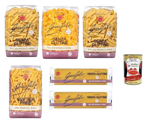 Testpaket Garofalo Pasta senza Glutine Glutenfreie Nudeln gluten free 6x 400g + Italian Gourmet Polpa 400g von Italian Gourmet E.R.