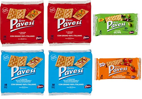 Testpaket Gran pavesi snack crackers salati senza sale pomodoro e oilve 6 stuck Salzgebäck gesalzen + Italian Gourmet polpa 400g von Italian Gourmet E.R.