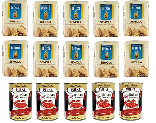 Testpaket Hartweizengrieß - Semola di Grano Duro De Cecco 10x 1kg und Italian Gourmet Polpa di pomodoro Fein gehacktes Tomatenmark 5x 400g Testpaket Hartweizengrieß - Semola di Grano Duro De Cecco 10x 1kg und Italian Gourmet Polpa di pomodoro Fein gehacktes Tomatenmark 5x 400g von Italian Gourmet E.R.