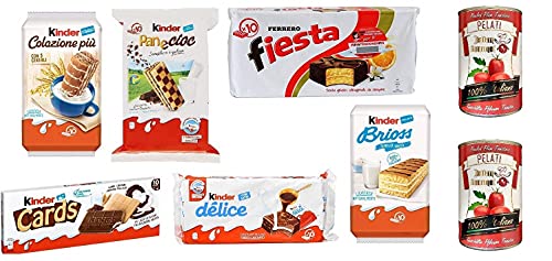 Testpaket Kinder Ferrero Brioss Colazione più Panecioc Delice Fiesta Snack + Italian Gourmet 100% italienische geschälte Tomaten dosen 2x 400g von Italian Gourmet E.R.