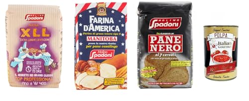 Testpaket Molino Spadoni Farina 3x 1 KG, XLL Pane nero und Manitoba Mehl + Italian Gourmet polpa 400g von Italian Gourmet E.R.