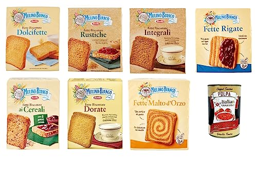 Testpaket Mulino Bianco Fette biscottate 7x 315g Zwieback Kekse + Italian Gourmet polpa 400g von Italian Gourmet E.R.