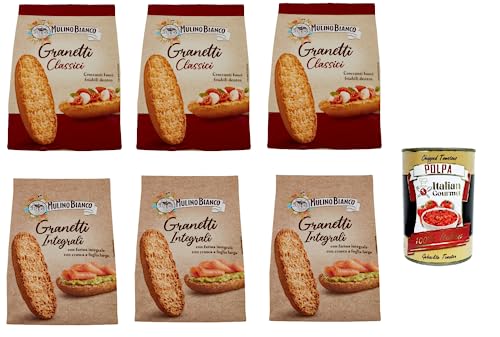 Testpaket Mulino Bianco granetti ed integrali 6x 280g Vollkorn Crostini snack + Italian Gourmet polpa 400g von Italian Gourmet E.R.