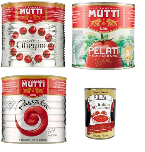 Testpaket Mutti Passata, pelati e Pomodorini ciliegini Kirschtomaten, 3x 2.5 kg + Italian gourmet polpa 400g von Italian Gourmet E.R.