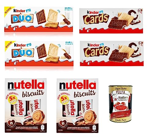 Testpaket Nutella Biscuits Ferrero Special Kinder Duo Kinder cards Keks mit Milch und weißer Schokolade überzogen 150 g + Italian gourmet polpa 400g Testpaket Nutella Biscuits Ferrero Special Kinder Duo Kinder cards Keks mit Milch und weißer Schokolade überzogen 150 g + Italian gourmet polpa 400g von Italian Gourmet E.R.