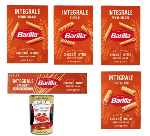 Testpaket Pasta Barilla Integrali Vollkorn italienisch Nudeln 5x 500 g pack + Italian Gourmet polpa 400g von Italian Gourmet E.R.
