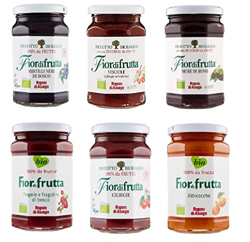 Testpaket Rigoni di Asiago Fiordifrutta BIO Brotaufstriche Konfitüre 6 x 250 g + Italian Gourmet polpa 400g von Italian Gourmet E.R.