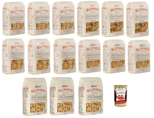 Testpaket Rummo Pasta CONCHIGLIONI RIGATI - CALAMARATA - FUSILLOTTI - PACCHERI - MEZZI PACCHERI RIGATI, Italienische Nudeln aus Hartweizengrieß, 15x 500g + Italian Gourmet polpa 400g Testpaket Rummo Pasta CONCHIGLIONI RIGATI - CALAMARATA - FUSILLOTTI - PACCHERI - MEZZI PACCHERI RIGATI, Italienische Nudeln aus Hartweizengrieß, 15x 500g + Italian Gourmet polpa 400g von Italian Gourmet E.R.
