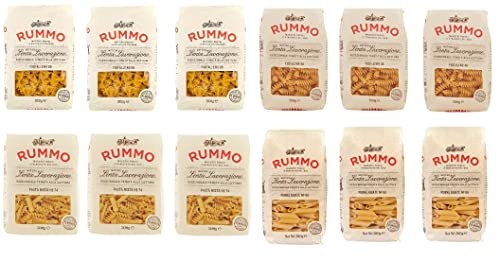 Testpaket Rummo Pasta mista Farfalle Penne rigate Fusilli Hartweizengrieß Pasta Italienische Nudeln 12x 500g Packung + Italian Gourmet Polpa di Pomodoro 400g Dose von Italian Gourmet E.R.