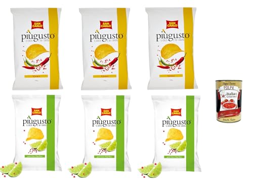 Testpaket San Carlo Più Gusto Patatine, Limette und Rosa Pfeffer + Vivace Paprika - Kartoffelchips Chips, 6x 150g Beutel + Italian Gourmet polpa 400g Testpaket San Carlo Più Gusto Patatine, Limette und Rosa Pfeffer + Vivace Paprika - Kartoffelchips Chips, 6x 150g Beutel + Italian Gourmet polpa 400g von Italian Gourmet E.R.